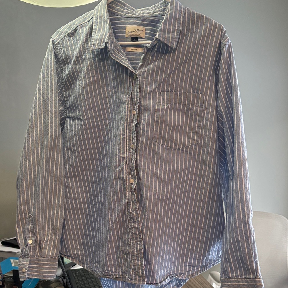 Universal Thread Blue and White Striped Blouse